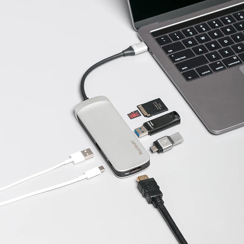 Kingston Nucleum USB C мульти-концентратор 7 в 1 HDMI type-C адаптер USB3.1 ридер Зарядка для Iphone MacBook подключение USB и Micro/SD карты