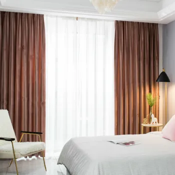 

Luxury Velvet Blackout Curtains for Living Room Home Decoration Solid Bedroom Curtain Modern Window Custom Made