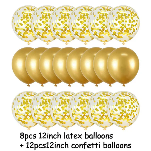 20Pcs Rose Gold Balloon Set Confetti Metallic Balloons Birthday Party Wedding Decoration Anniversary Globals Baby Shower Balloon 20pcs gold setB