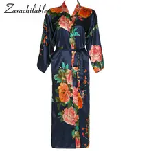 Zaxachilable Длинный Цветочный халат кимоно Свадебный халат из натурального шелкового атласа халаты для невесты для подружек невесты и невесты пижамы с цветами
