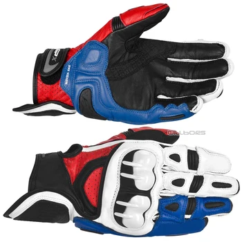 

GPX Motorcycle Leather Gloves Motocross ATV Bike Riding White Red Blue Gloves