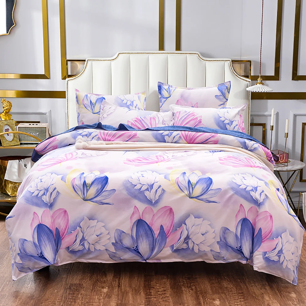 Thumbedding Floral Bedding Set King Size Sweet Soft Elegant Lotus Duvet