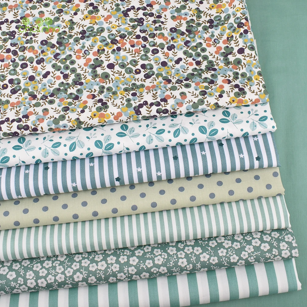 Printed Twill Cotton Fabric,Pea Green Color Series,Patchwork Clothes For DIY Sewing Quilting Baby & Child's Bedclothes Material