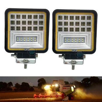 

2 pcs 48W Square LED Light Cube Work Lights with Yellow Halo Ring DRL for Off-road Cars SUV Trucks led light bar.