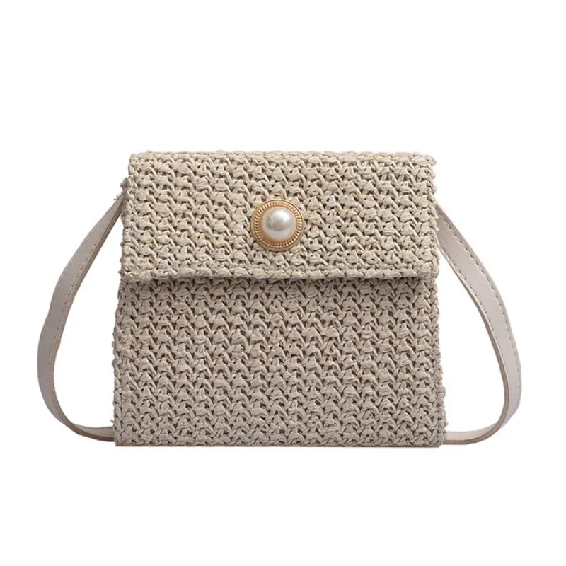 

2019 Pearl Woven Rattan Women Shoulder Bag Ladies HandBag Clutch Bolso Mujer New Summer Beach Straw Bag Crossbody Bags for Women