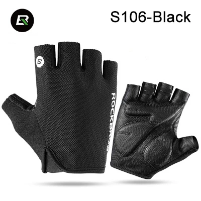 S106-Black ROCKBROS Pro мужские велосипедные перчатки женские перчатки на половину пальца велосипед Горный Дорожный ударопрочные перчатки для велосипедиста нескользящее Велосипедное оборудование - Цвет: S106-Black