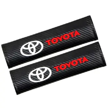 

HOT 2pcs Car carbon fiber seat belt cover Shoulderpad For toyota corolla chr auris rav4 yaris avensis Car sticker accessories