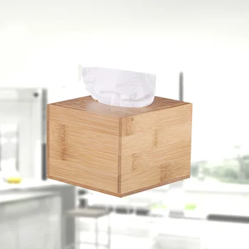

1pc Tissue Box Desktop Square Wooden Tissue Cover Napkin Holder for Car Hotel Office