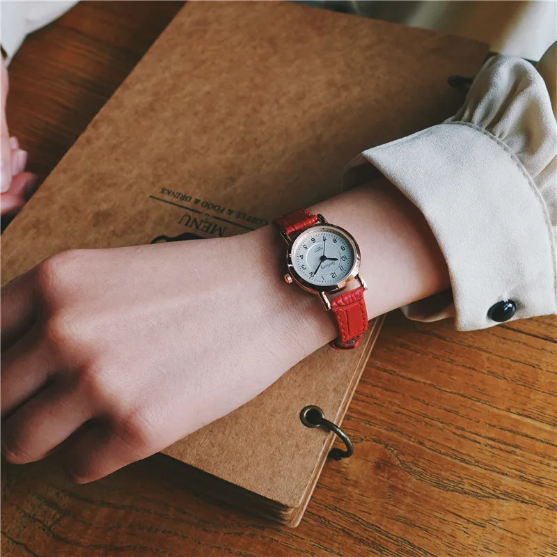 

Ins Style Female Small Dial Vintage Quartz Watch Casual Dress Leather Strap Round Case Clock Good Quality Reloj De Mujer