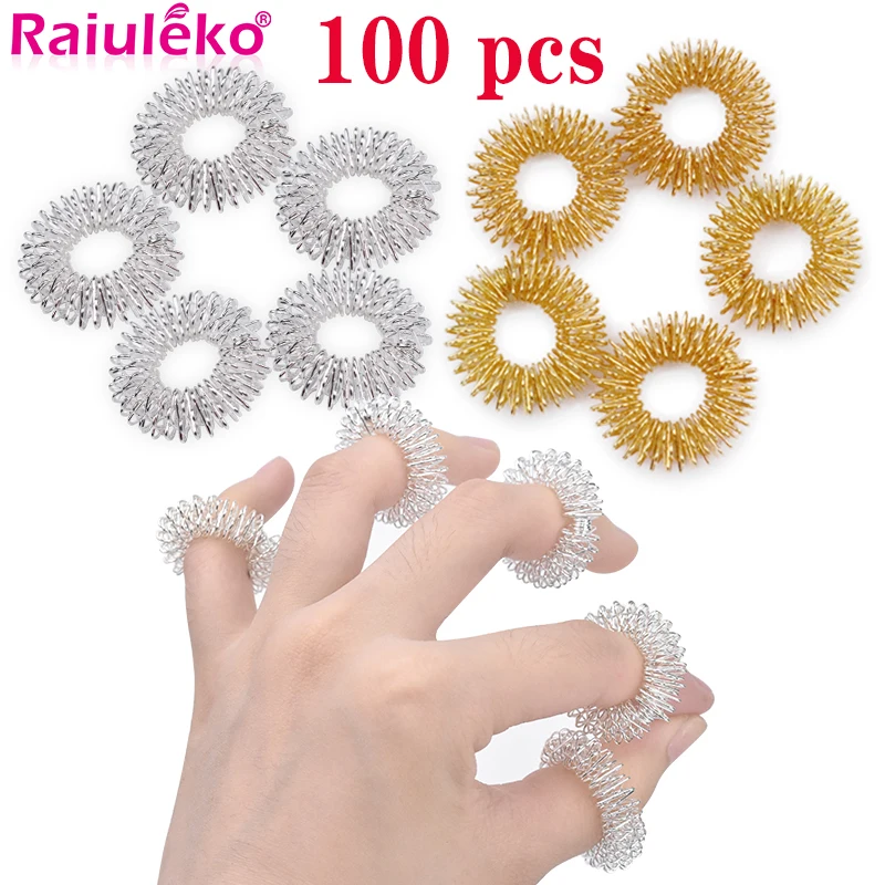 100pcs Finger Massage Ring Acupuncture Acupressure Ring Therapy Pain