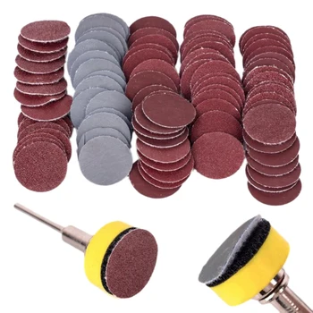 

2 Inch 100 Pcs Sanding Discs Pad Kit Round Sandpaper Hook Loop Sander Backer