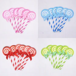 6pcs/set Colorful Lollipop Cake Topper Creative Sweet Cupcake Decor One 1st Cake Decor Happy Birthday Decor Kids Boy Girl