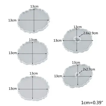 

5Pcs Crystal Epoxy Resin Mold Irregular Round Coasters Casting Silicone Mould N0HE