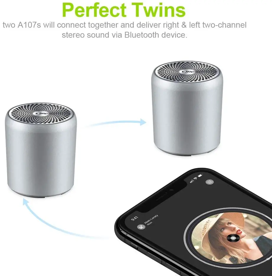 EWA A107s Mini Blue tooth Speaker True Wireless Stereo (TWS) Enhance Bass Radiator Portable Speakers Bluetooth 5.0 EWA A107s Mini Blue tooth Speaker True Wireless Stereo (TWS) Enhance Bass Radiator Portable Speakers Bluetooth 5.0