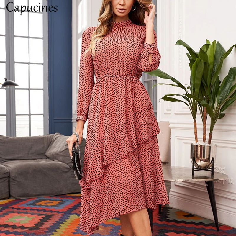 long dress with ruffles at the bottom