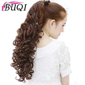 

BUQI Long Wavy Ponytail Heat Resistant Clip In Ponytails Hair Extensions Wrap On Ponytails Hair Piece Adult Hair Accessories