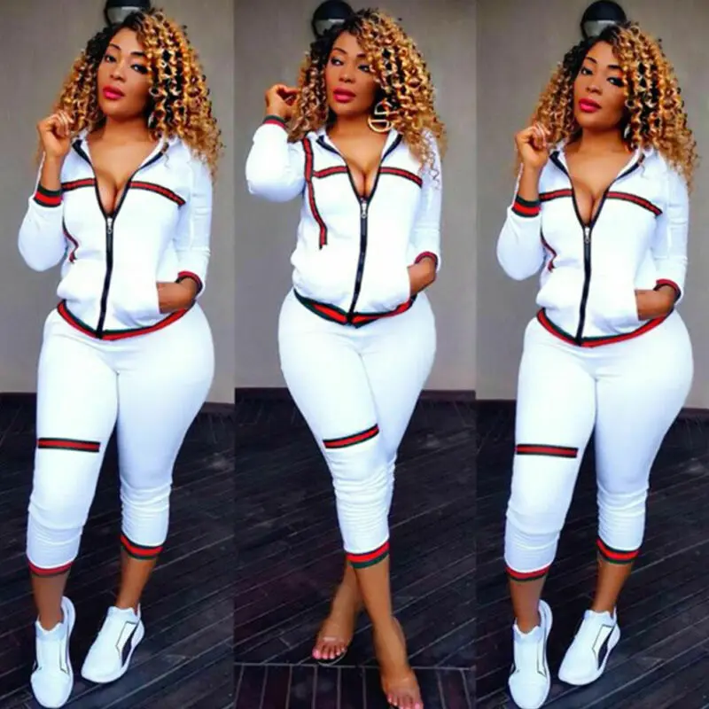 2020 Gothic Women 2Pcs Sports Set Stripe Tracksuit Hoodies Sweatshirt Top+Long Casual Pants Sportswear Women Set Sports Outfits 2020 Gothic Women 2Pcs Sports Set Stripe Tracksuit Hoodies Sweatshirt Top+Long Casual Pants Sportswear Women Set Sports Outfits