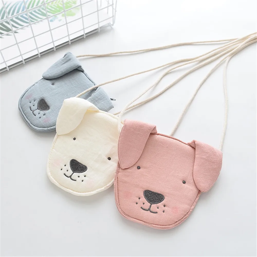 

Children Girl Kids Coin Purse Bag Hobos Mini Small Cute Cotton Fabric Cartoon Dog Animal Korean Accessories Wholesale Gift