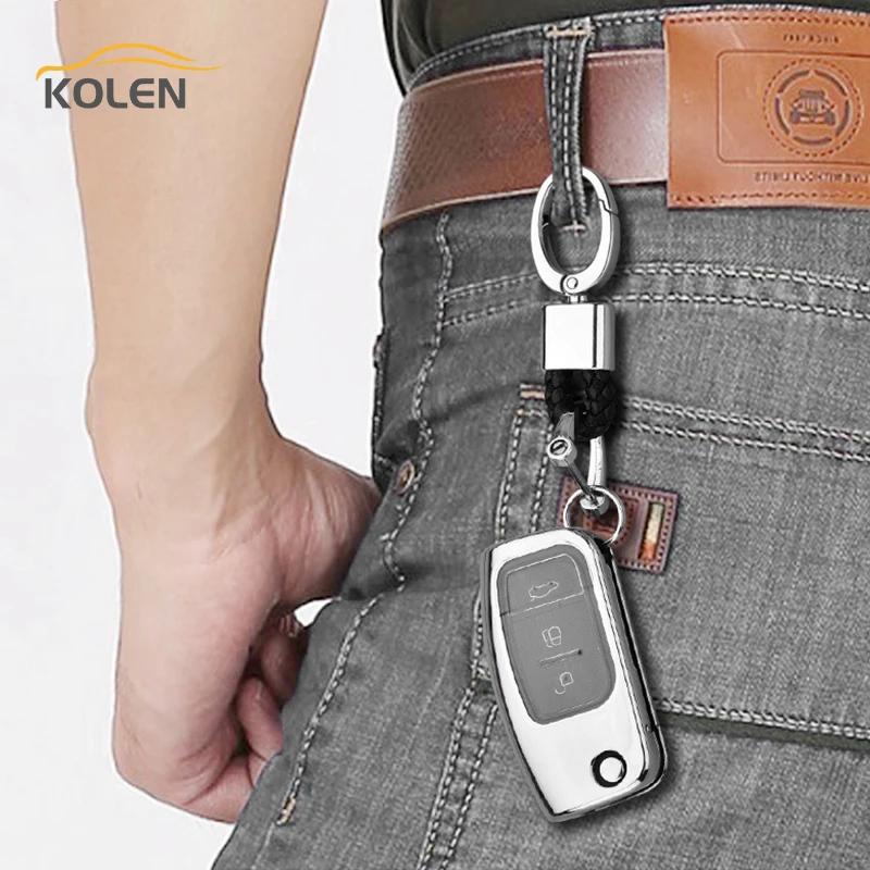 Soft TPU Car Remote Key Case Cover For Ford Fiesta Focus 3 Ecosport Kuga B-Max C-Max Escape Folding Key Holder Shell Accessories - Hcf5165229a2946629ad6df68157f0aa3L
