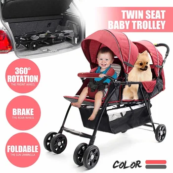 

Twin Stroller Double Stroller Lightweight Folding Front and Rear Seats can sit and lie Baby Stroller