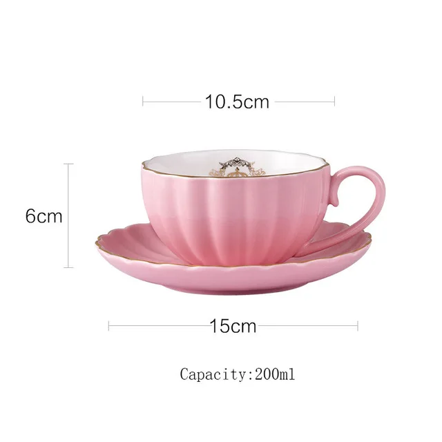 Brief British Bone China тыква в полоску керамическая посуда кофейная чашка кружка с молочным чайником ложка для блюдца Позолоченный Комплект полок набор - Цвет: 03