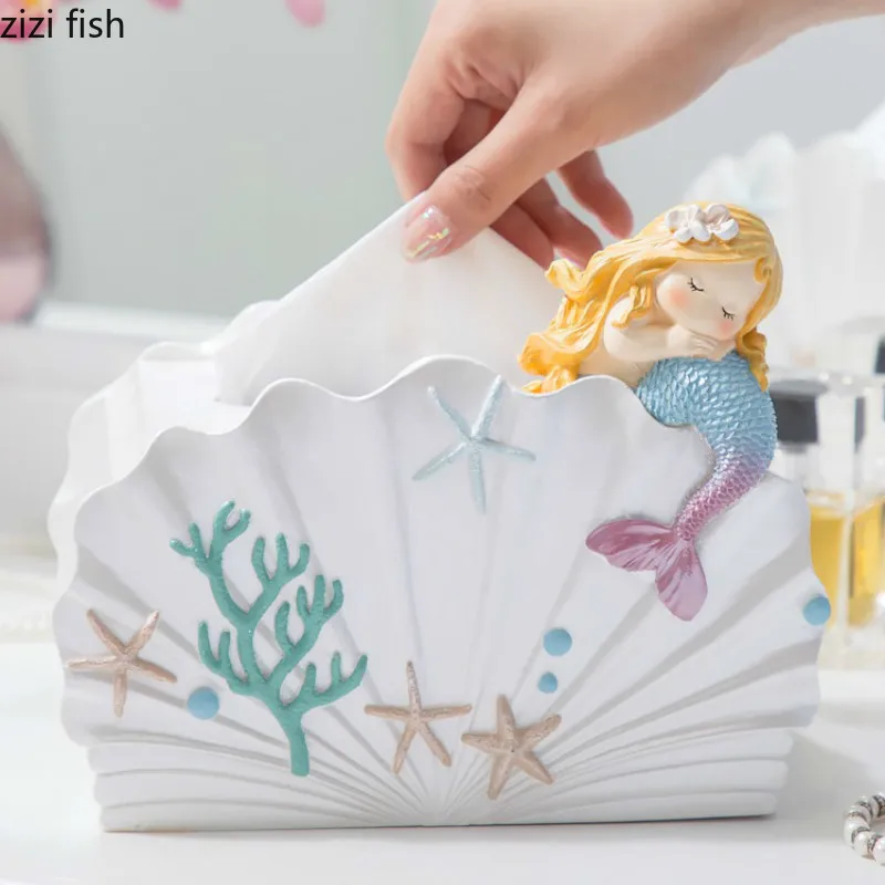 

Resin Tissue Box Mermaid Tissue Box / Desktop Tissue Box Decoration Ornaments Tissue Box Holder for Car Napkin Holder Box