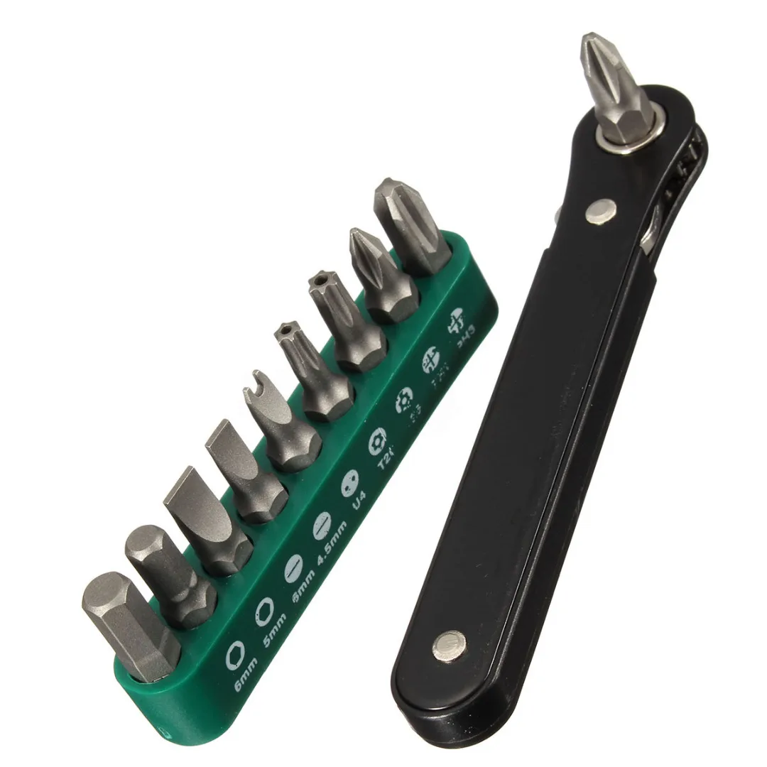 DWZ 10 in 1 Mini Right Angle Offset Hand Ratchet Screwdriver Ratchet Driver Tool Set