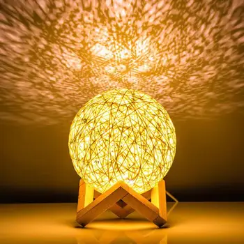 

Rattan Ball LED Desk Lamp Bedside Night Light USB Charging Home Decoration Moon Light Decoration for Home Bedroom Weeding Light