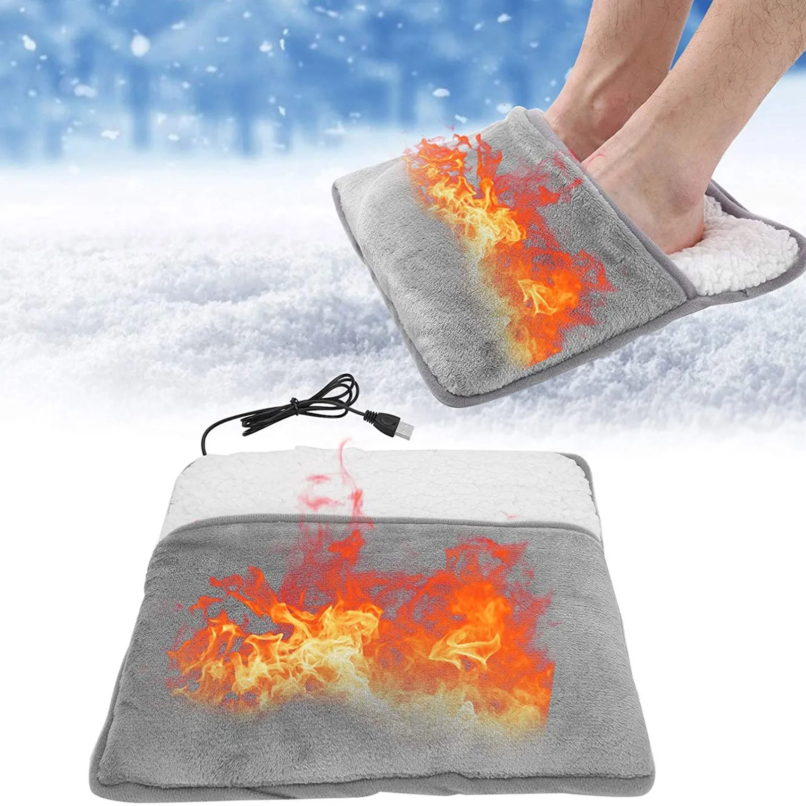Usb Electric Rechargeable Heated Slippers Foot warmers Washable Foot