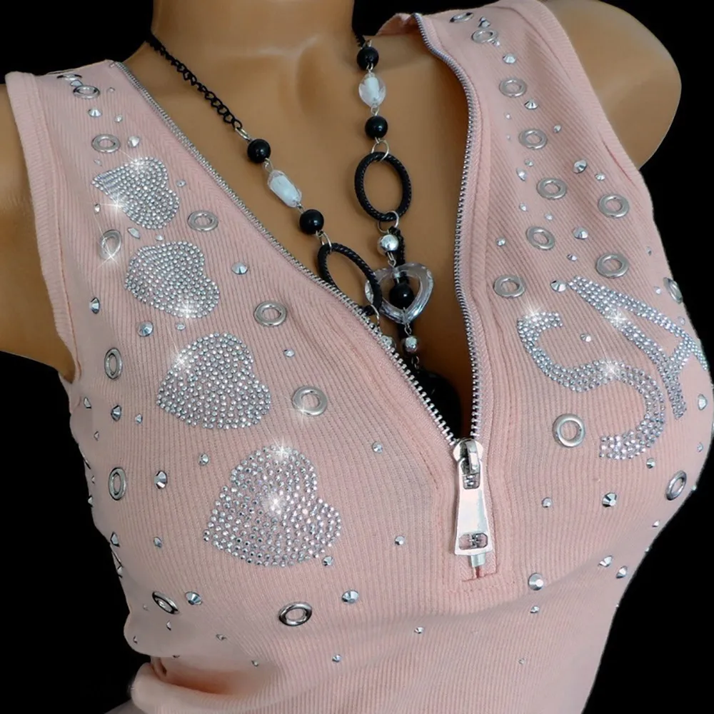 Женская майка Camiseta Tirantes Mujer, Женская майка на молнии без рукавов, майка, блузка, пуловер, топы для женщин, летние топы
