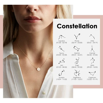 

JUJIE Silver Color Zodiac Necklace Celestial Jewelry Best Friend Gift Constellation Necklace Women