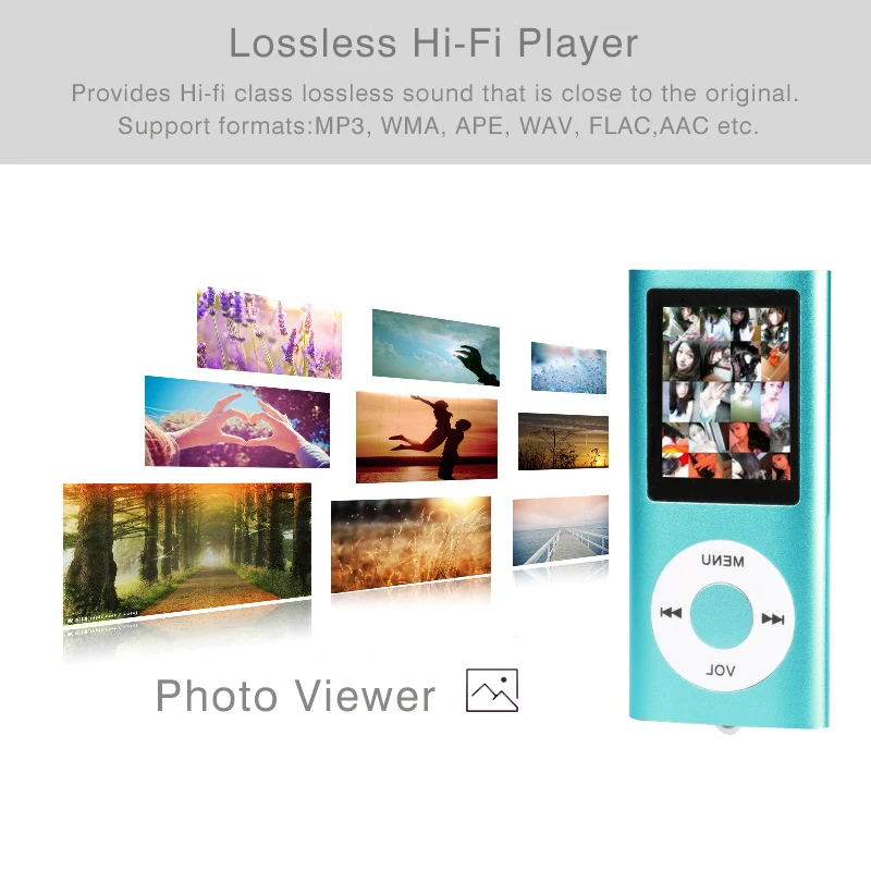 Hifi мини MP3 плеер Музыкальный спортивный Walkman с наушниками fm радио 1 8 дюймов Tft Lcd