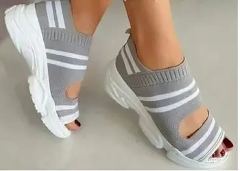 

YEELOCA 2020 Women Sandals Open Toe Wedges Platform Ladies Shoes Knitting Lightweight Sneakers