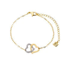 SWA Новое Хрустальное Двойное сердце дизайнерский браслет Изысканная цепочка украшение Swa кристалл ювелирные изделия дамы серебряная цепь подарок на праздник