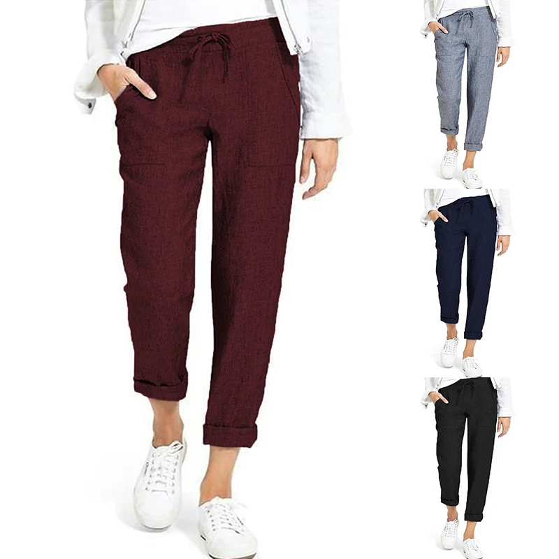 

Oversized Summer Pants Women's Harem Trousers 2019 ZANZEA Autumn Elastic Waist Pantalon Woman Palazzo Drawstring Sweatpants 5XL