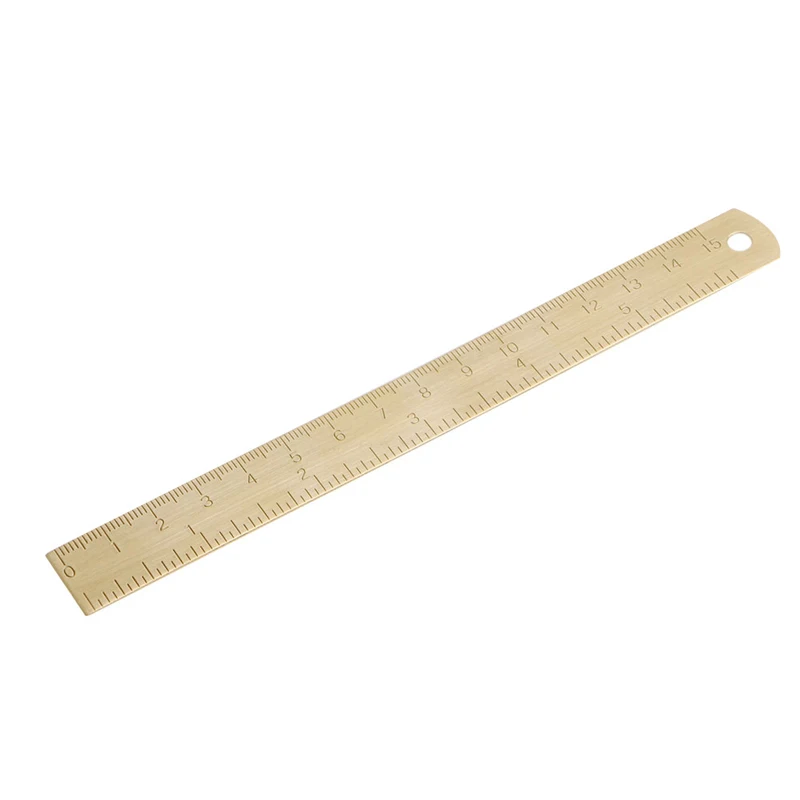 

S size 15cm Outdoor Brass Ruler Bookmark Double Scale Cm&Inch Digital For Traveler Notebook