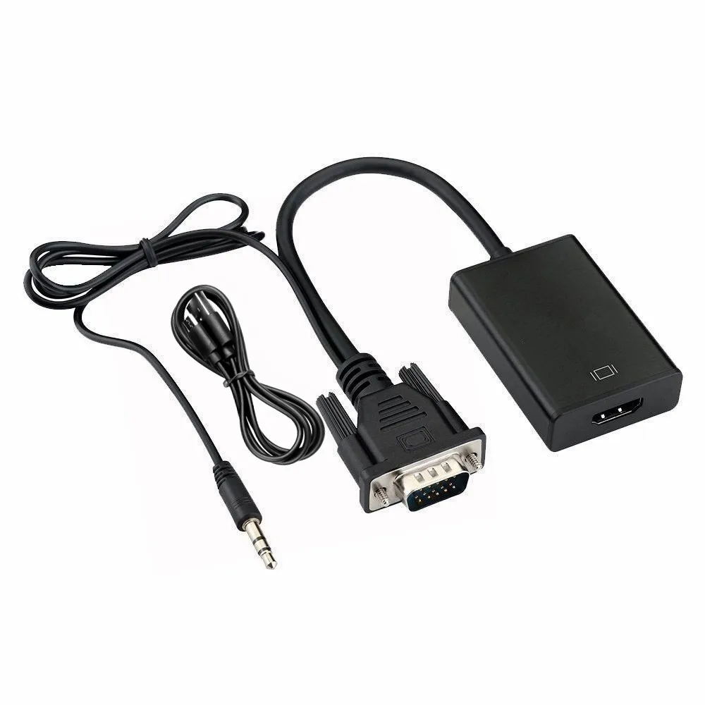 1080P  Full HD VGA to HDMI-compatible Converter Adapter Cable with Audio Output VGA HD Adapter for PC laptop to HDTV Projector 