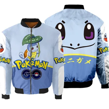 

Anime Pokemon Squirtle 3D Printed Bomber Jacket Men's Fashion Thick Warm Autumn Winter Flight Ma-1 Coat Plus Size Wholesale