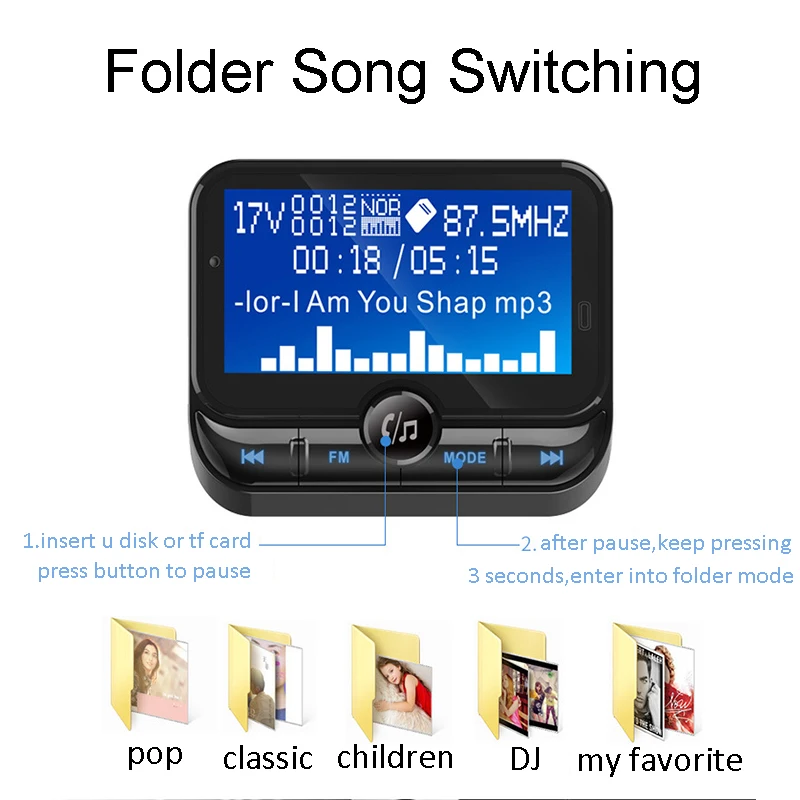 FM передатчик Bluetooth автомобильный аксессуар громкая связь MP3 музыкальный плеер AUX