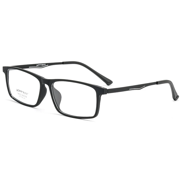 Men's Ultralight Plastic Titanium Retro Myopia Glasses Frame Comfortable Square Optical Prescription Large Glasses Frame 9830 Black