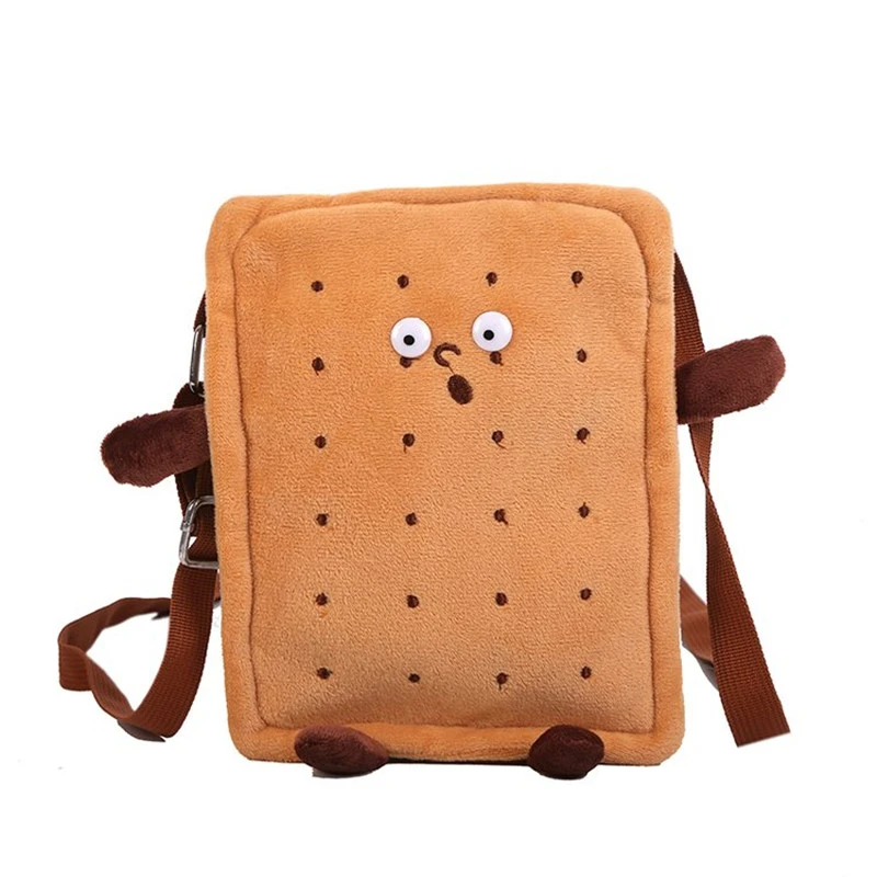Bolso bandolera con animados para mujer, bolsa de felpa corta con diseño de galletas|Bolsos bandolera| -