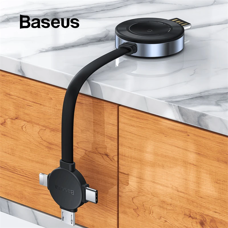 

Baseus 4 in 1 USB Cable for Apple Watch Wireless Charger USB Type C Micro Cable 3A Fast Charge USB Cable for iPhone X Samsung S9
