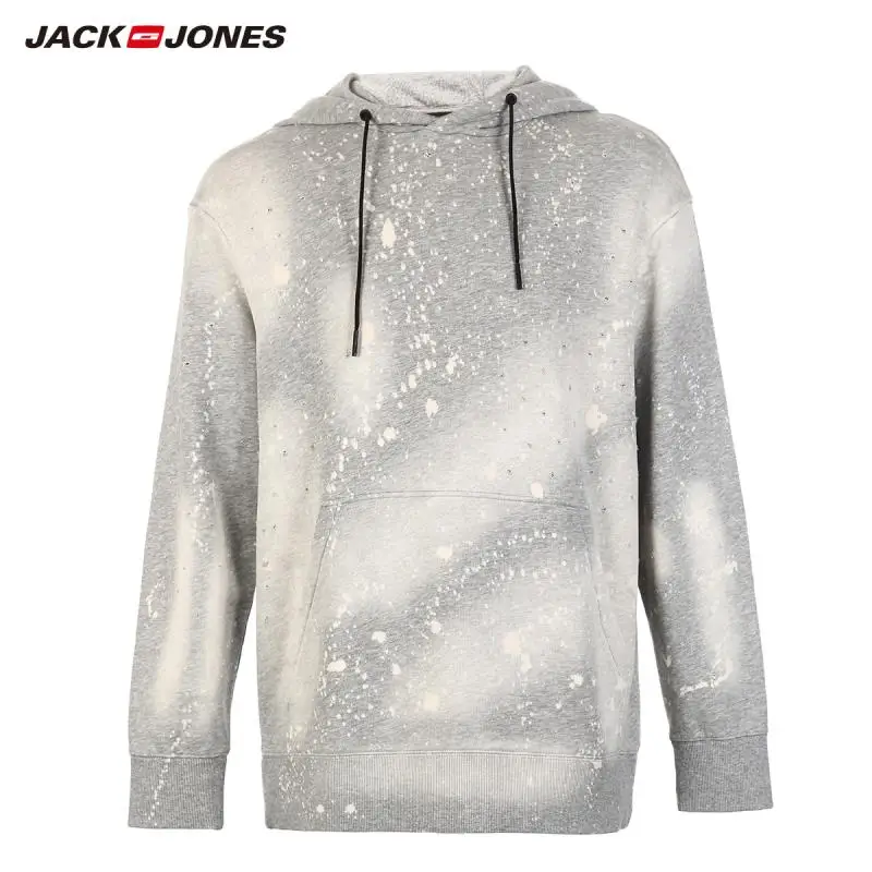 JackJones осенние мужские хлопковые рваные с капюшоном длинными рукавами пуловер Топ