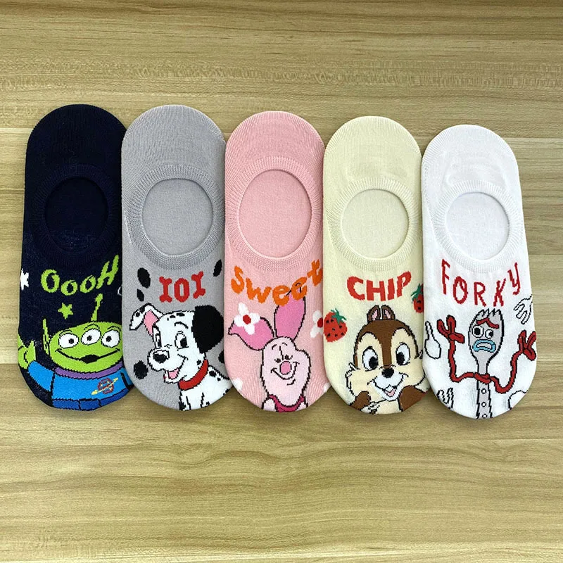 Cartoon Disney Simba Dumbo Socks Wild Boar Mickey Minnie Donald Duck Stitch Print Funny Sock Spring Autumn Short Anime Boat Sock for cartoon socks