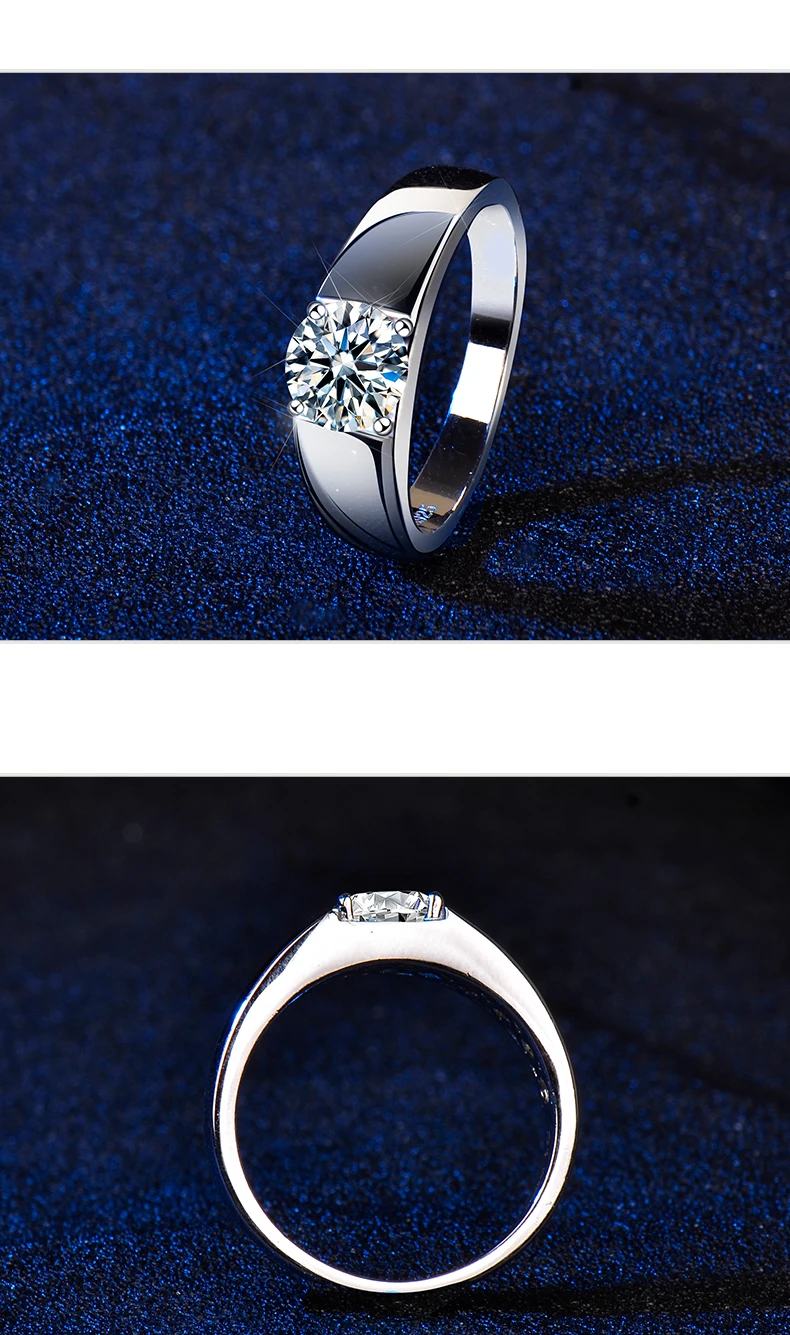 2021 Classic 1CT men's  925 sterling Silver Moissanite Ring Diamond Jewelry for Men,gifts for Men Uxury Jewelry
