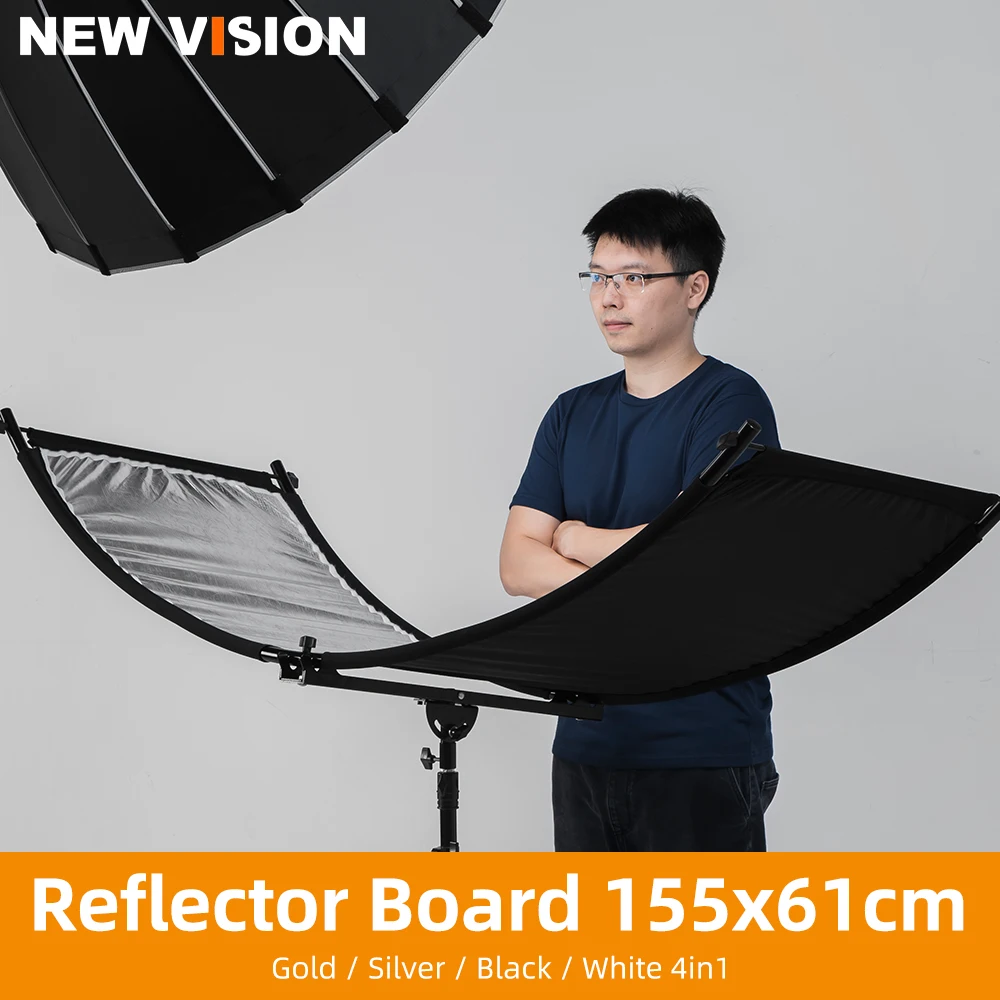 U-type 155*61cm 4in1 Silver Black White Gold Reflector Diffuers Collapsible Photography Light Reflective Screen