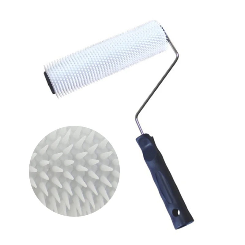 flat paint brush Cement Tool Durable Portable Professional Paint Spiked 13mm Teeth Height Plastic Handle Brush Roller Bubble Remove Self Leveling best brush for chalk paint