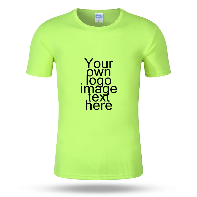 Fluorescent green Создайте свой собственный напечатанный логотип торговой марки Фотографии настроить мужские и женские футболки и повседневные футболки больших размеров на заказ - Цвет: Fluorescent green