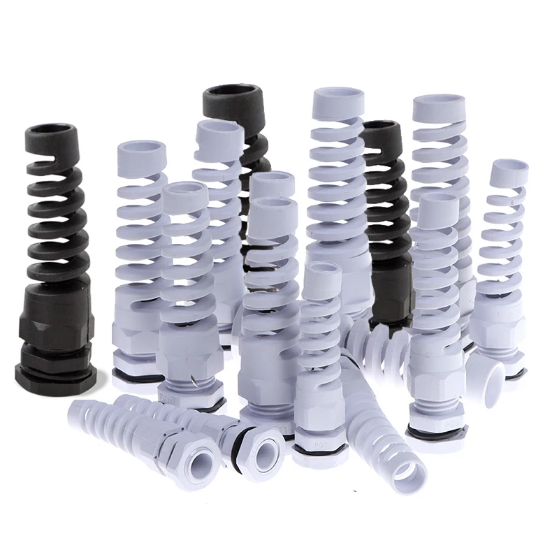 IP68 waterproof M12 PG7 / PG9 / PG11 cable seal sleeve connector plastic screw stress protector 3-6mm anti-bending 5PCS