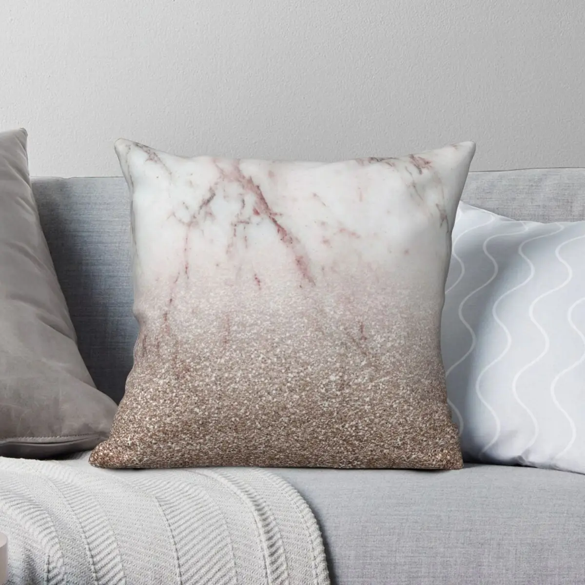 

Glitter Ombre Pink Marble Rose Gold Glitter Pillowcase Polyester Linen Velvet Printed Zip Decor Pillow Case Home Cushion Case